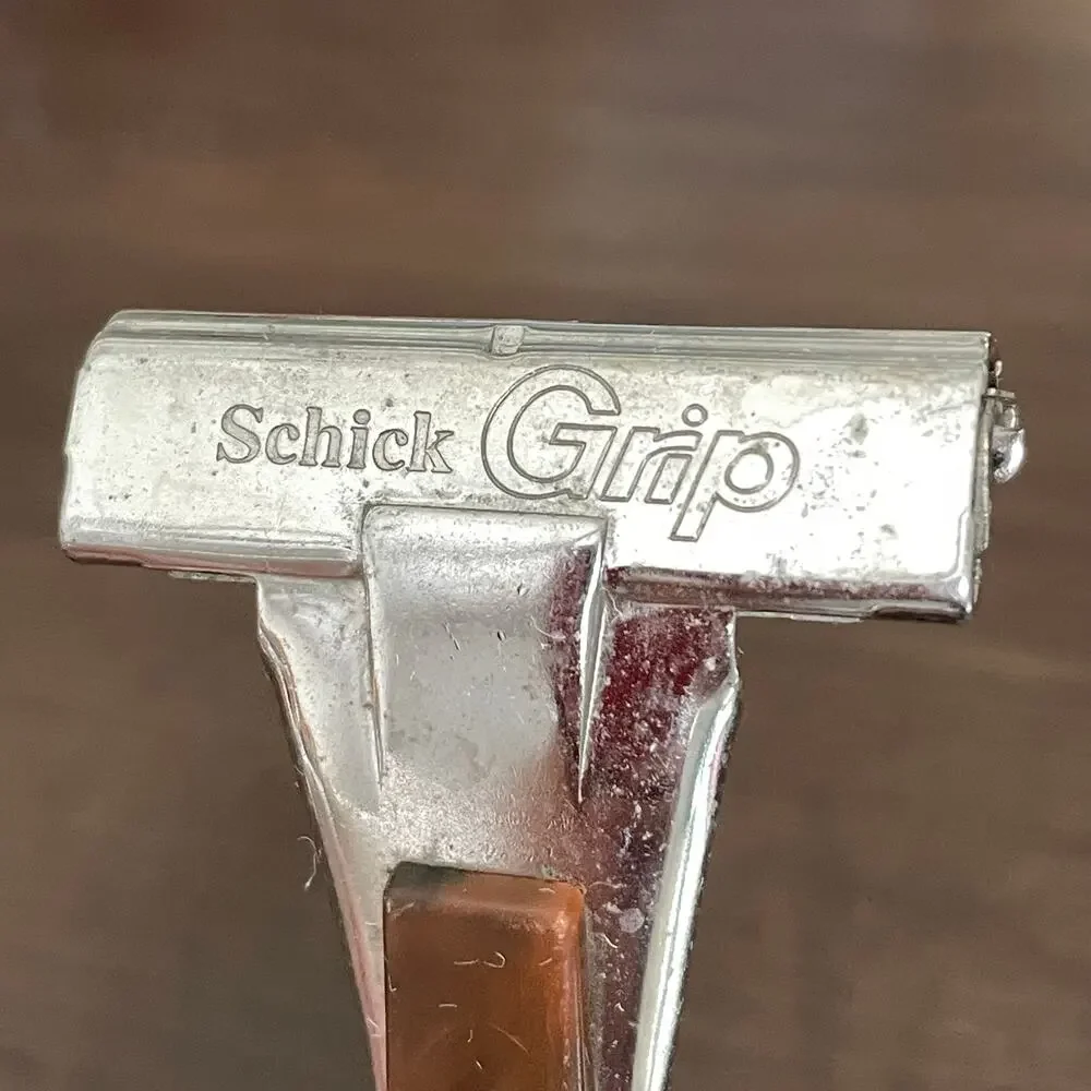 Vintage Schick Grip Razor Tennis Racket Wrapped Handle Brown Single Edge Safety
